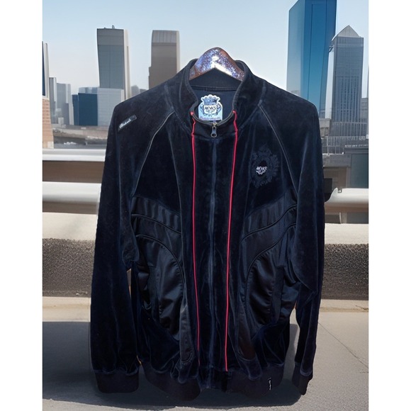 Akademiks Other - AKDMKS Akademiks Jacket Men 3XL Black Velour Vintage Hip Hop Y2K‎ Street Wear